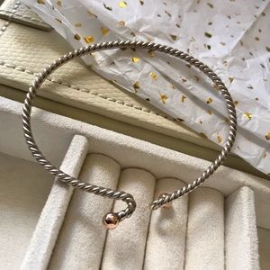 Twisted Sterling Silver and Rose Gold Bracelet
